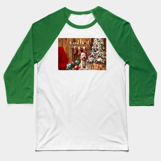 Goldendoodle/Labradoodle Christmas Scene Baseball T-Shirt